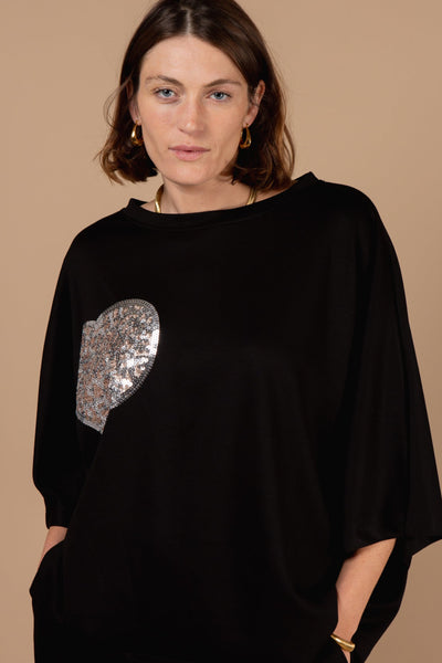 Sequin Leopard Heart Top