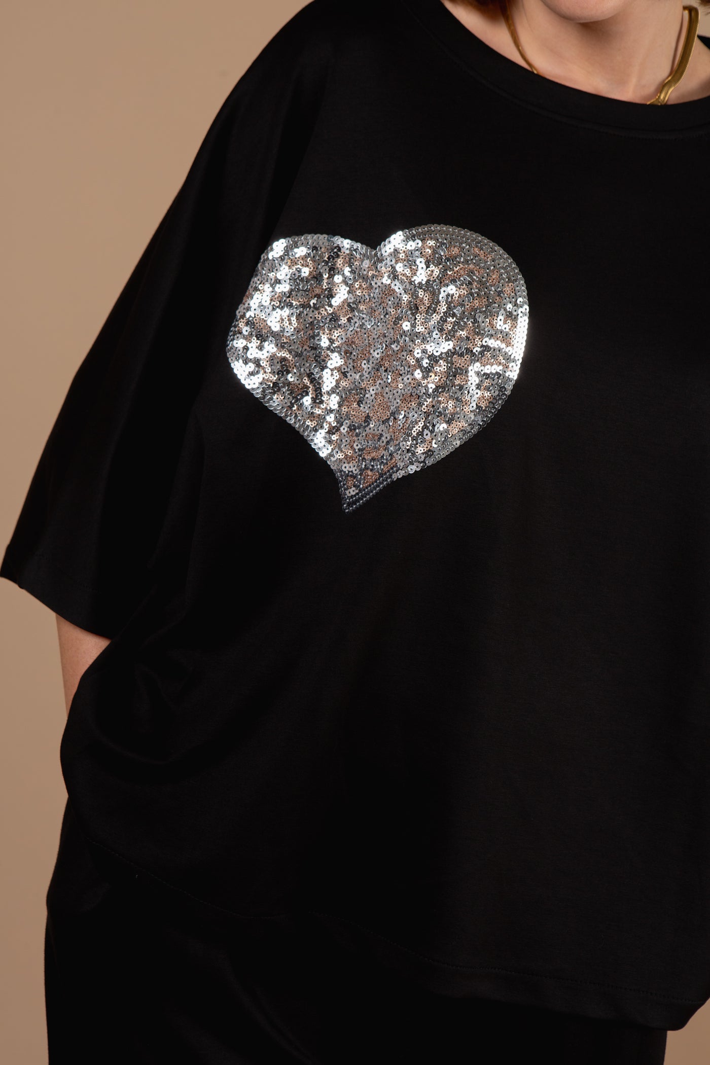 Sequin Leopard Heart Top