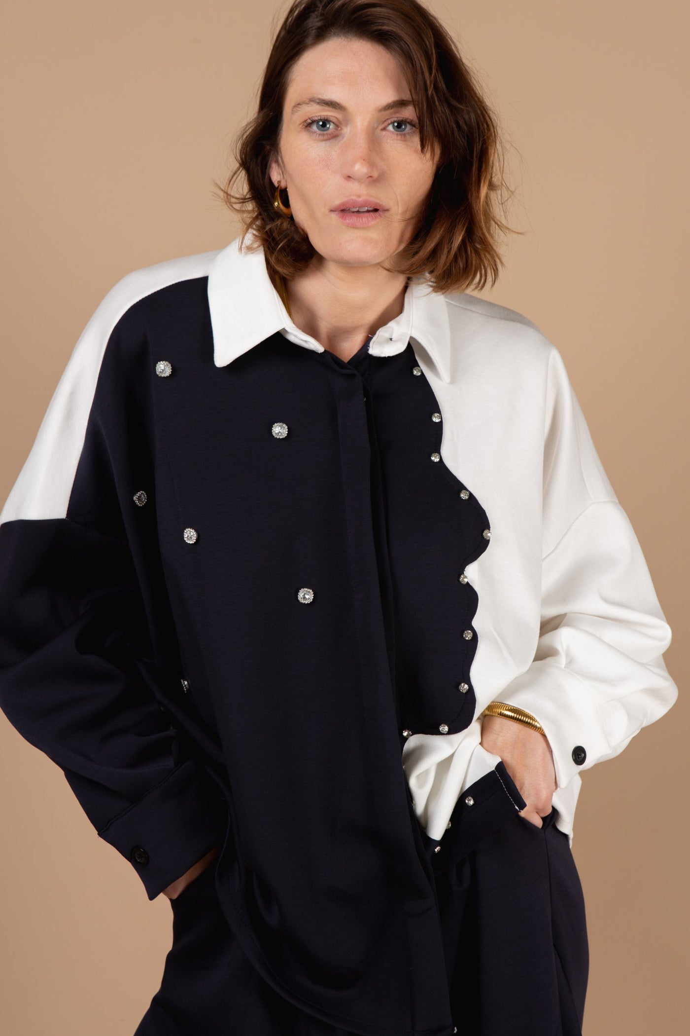 Silhouette Jewelled Oversized Shirt