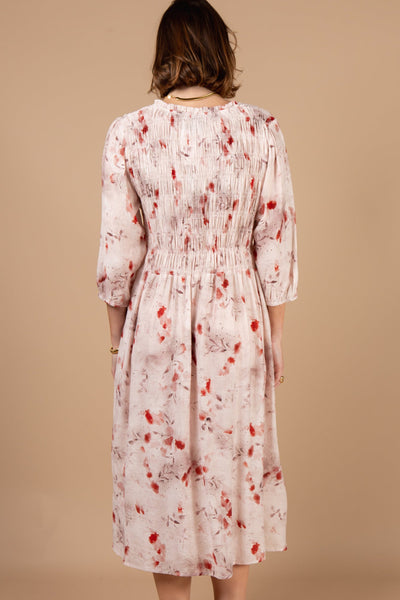 Foliage Print 3/4 Sleeve Dress
