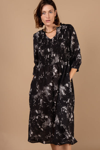 Foliage Print 3/4 Sleeve Dress