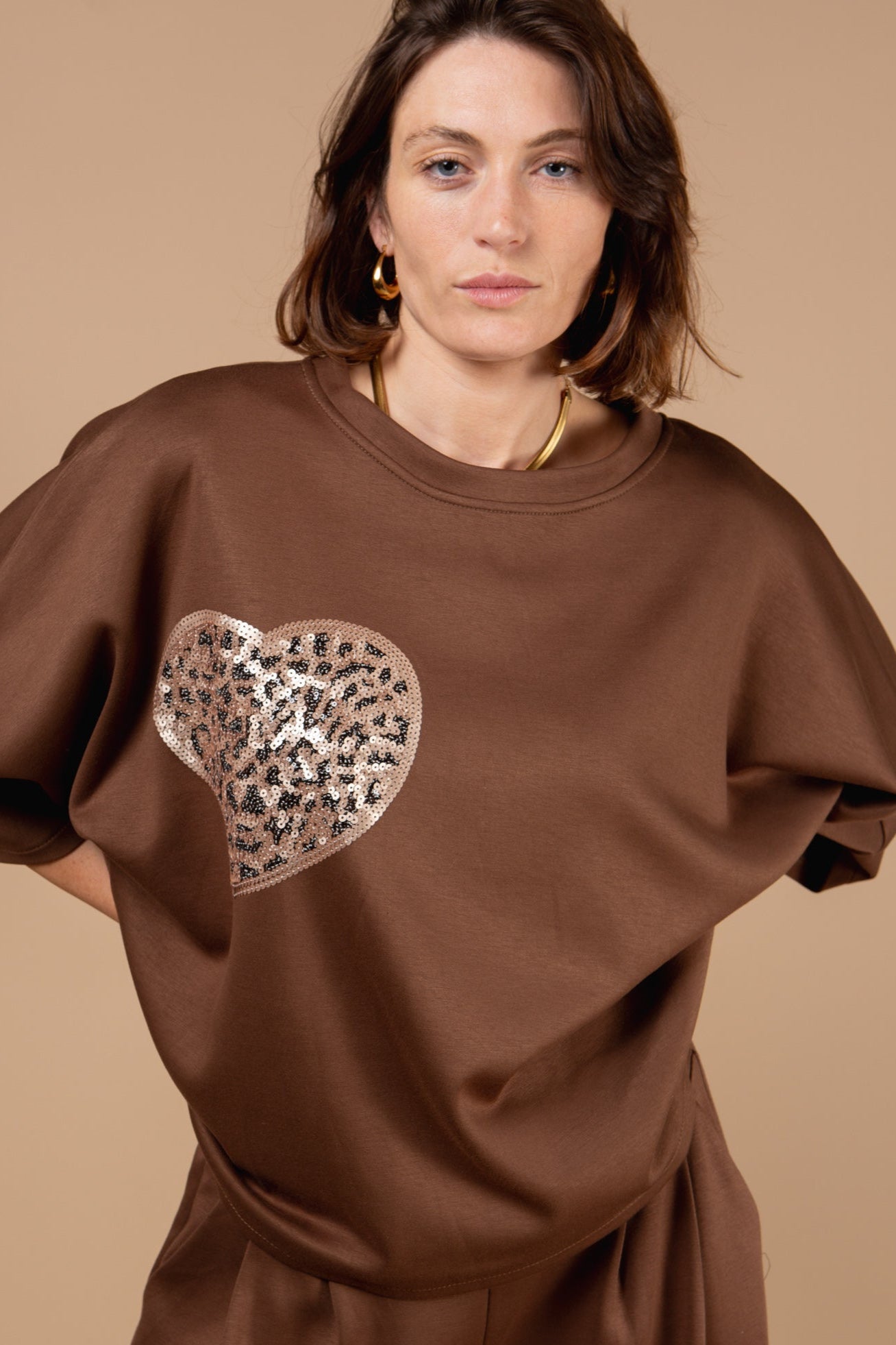 Sequin Leopard Heart Top