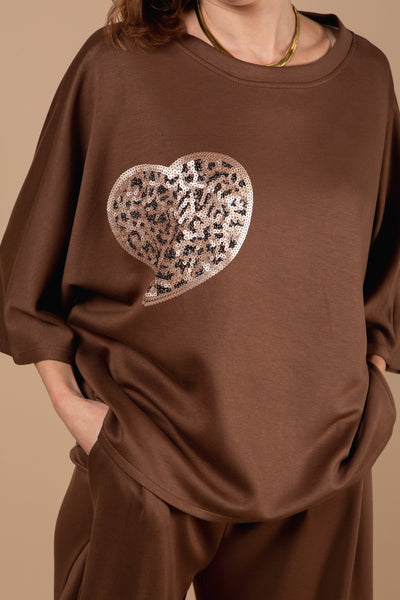 Sequin Leopard Heart Top