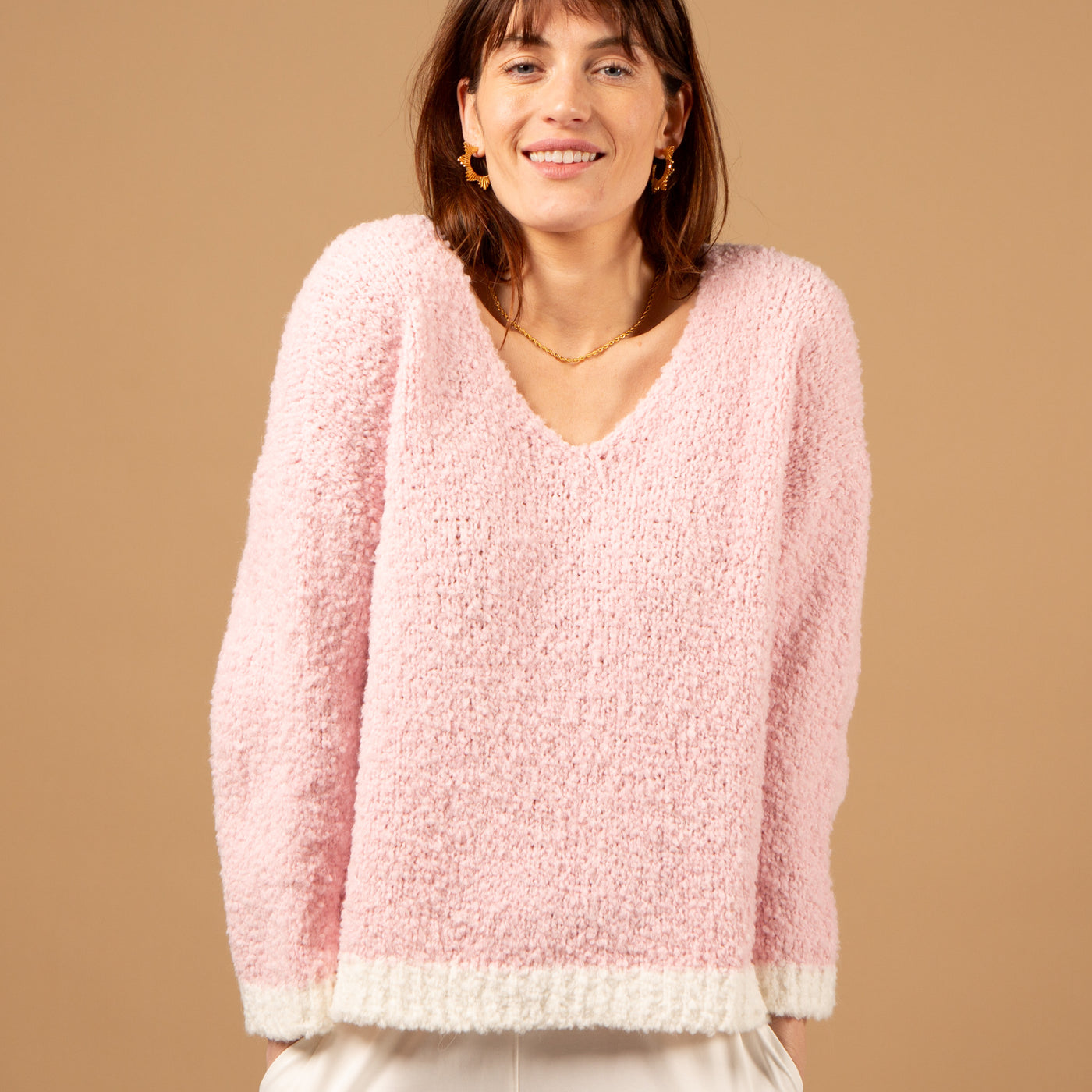 Contrast Boucle Jumper