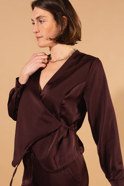 Wrap Around Satin Top