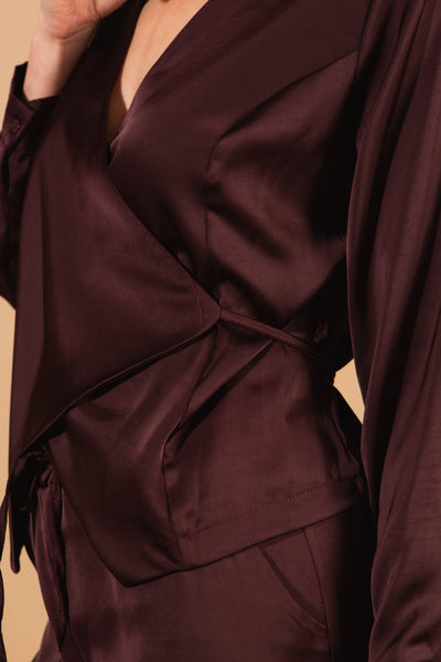 Wrap Around Satin Top