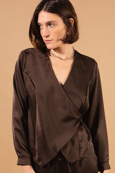 Wrap Around Satin Top