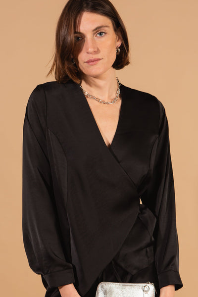 Wrap Around Satin Top