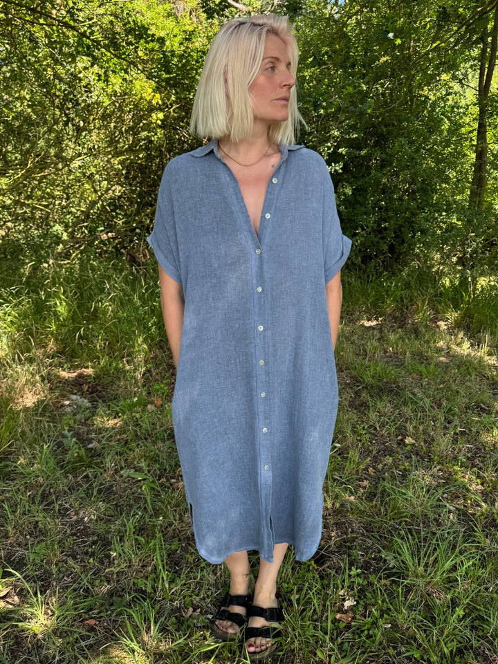 Linen Blend Shirt Dress