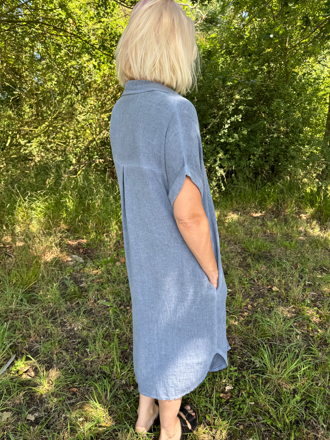 Linen Blend Shirt Dress