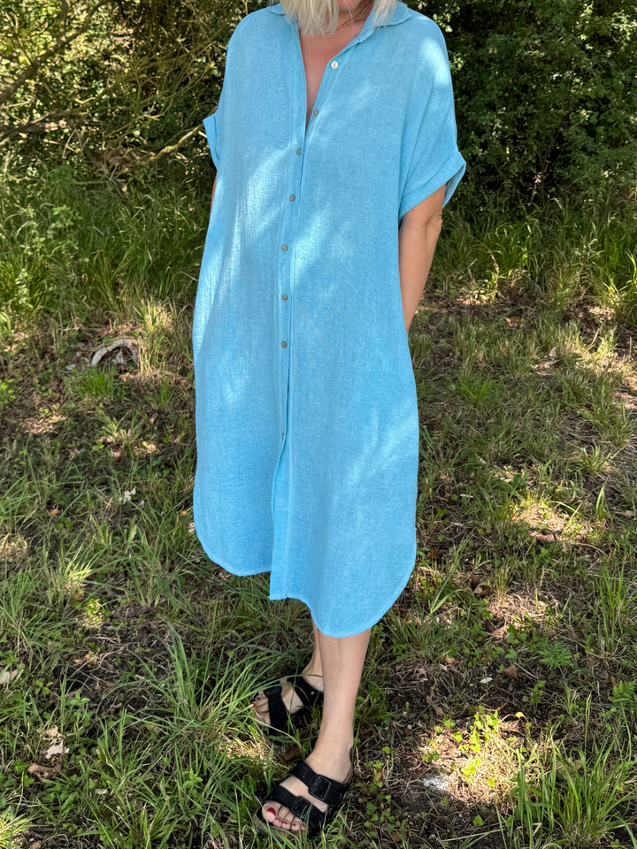 Linen Blend Shirt Dress