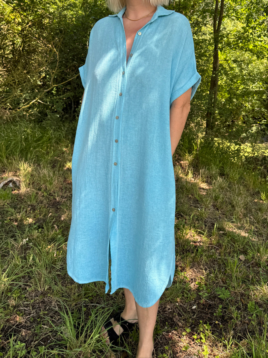 Linen Blend Shirt Dress