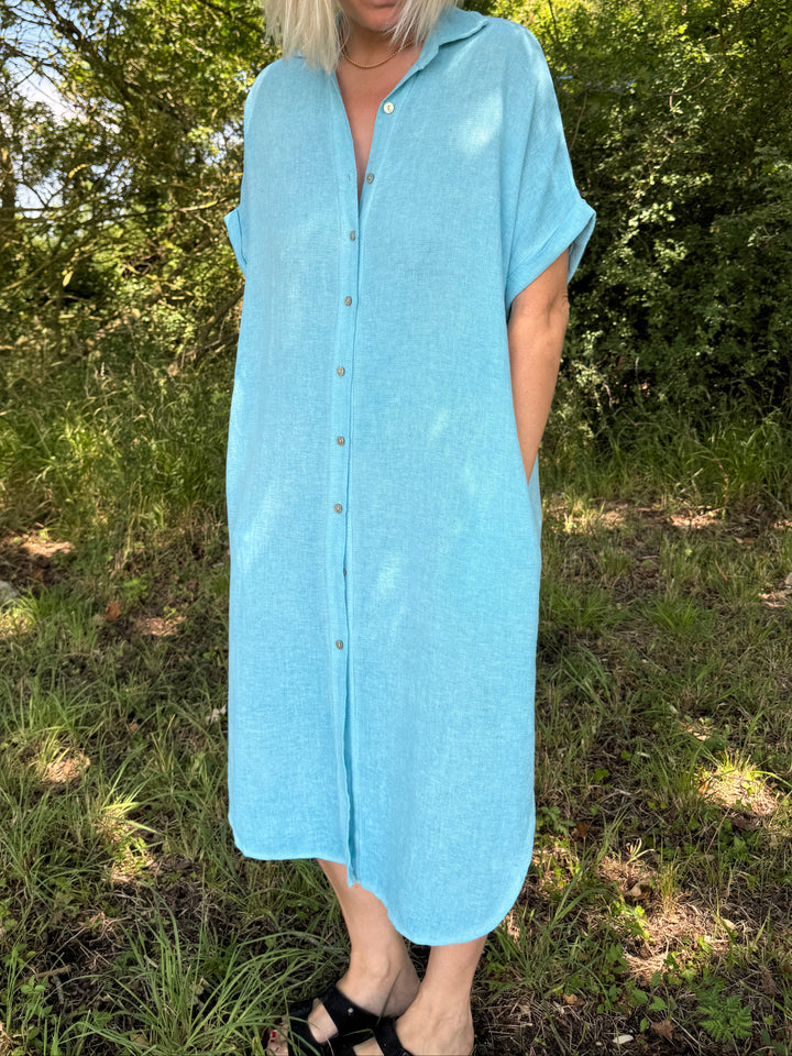 Linen Blend Shirt Dress