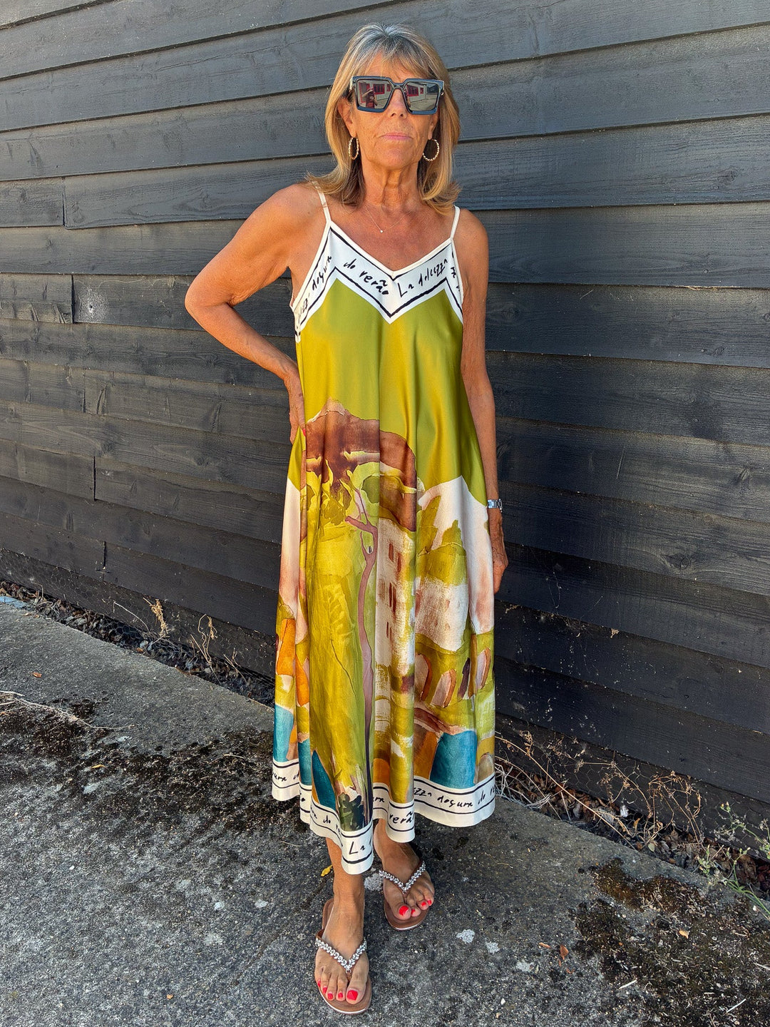 Graphic Print Cami Maxi Dress