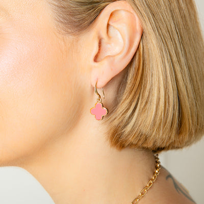 The pink Ivy Earrings which are perfect for adding a pop of colour to any outfit through the spring and summer