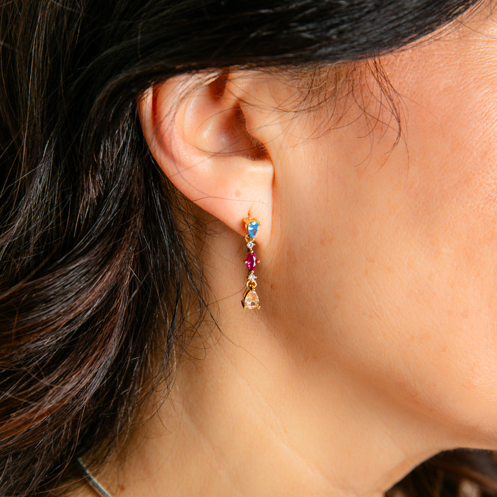 The Jacob Earrings in a dangly drop style with a stud back fastening