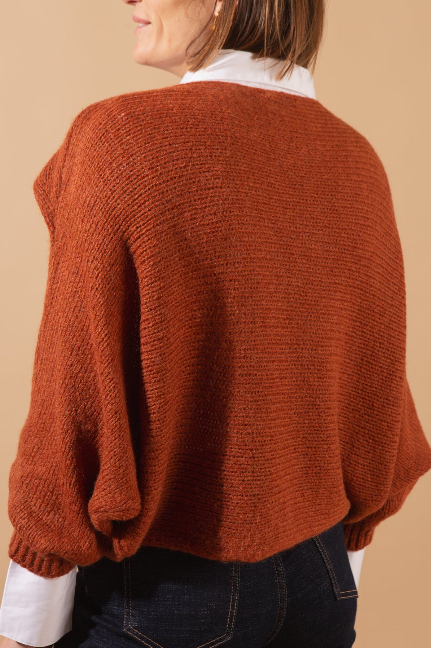 Knitted Wool Blend Crossover Jumper