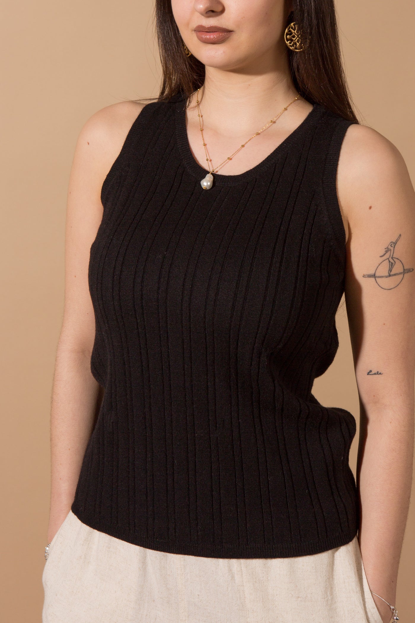 Knitted Ribbed Vest Top