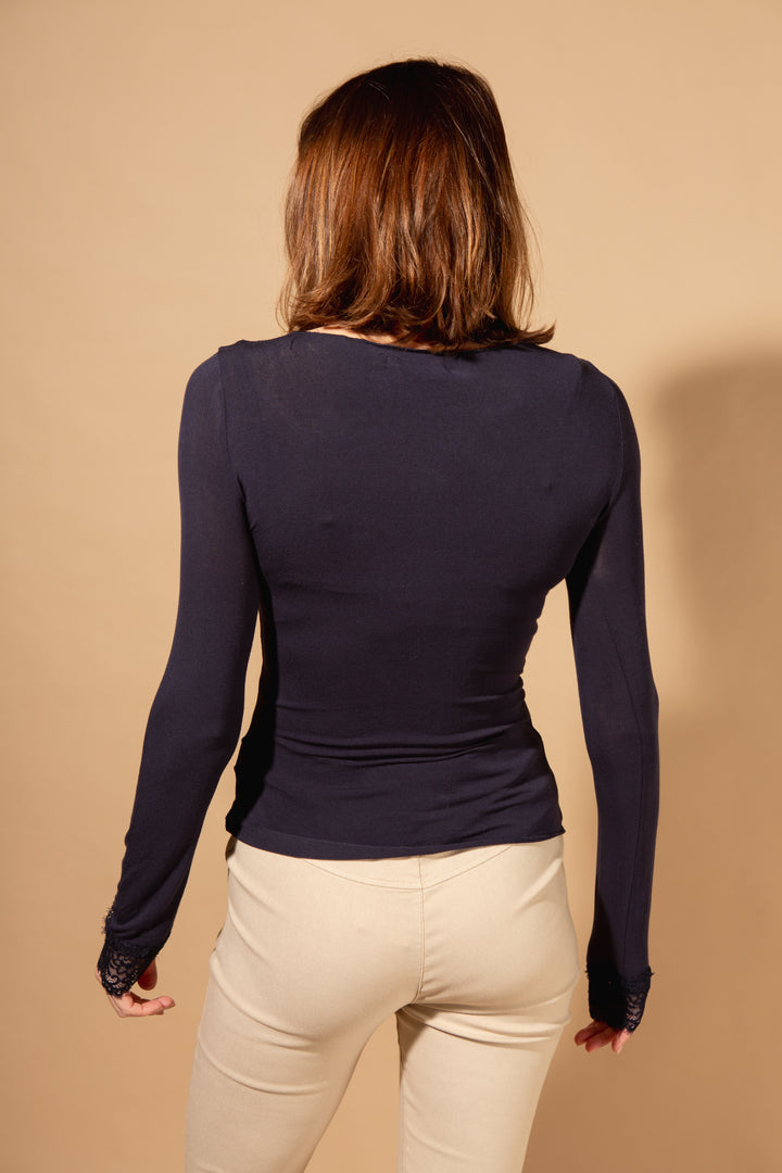 Lace Detail Long Sleeve Top