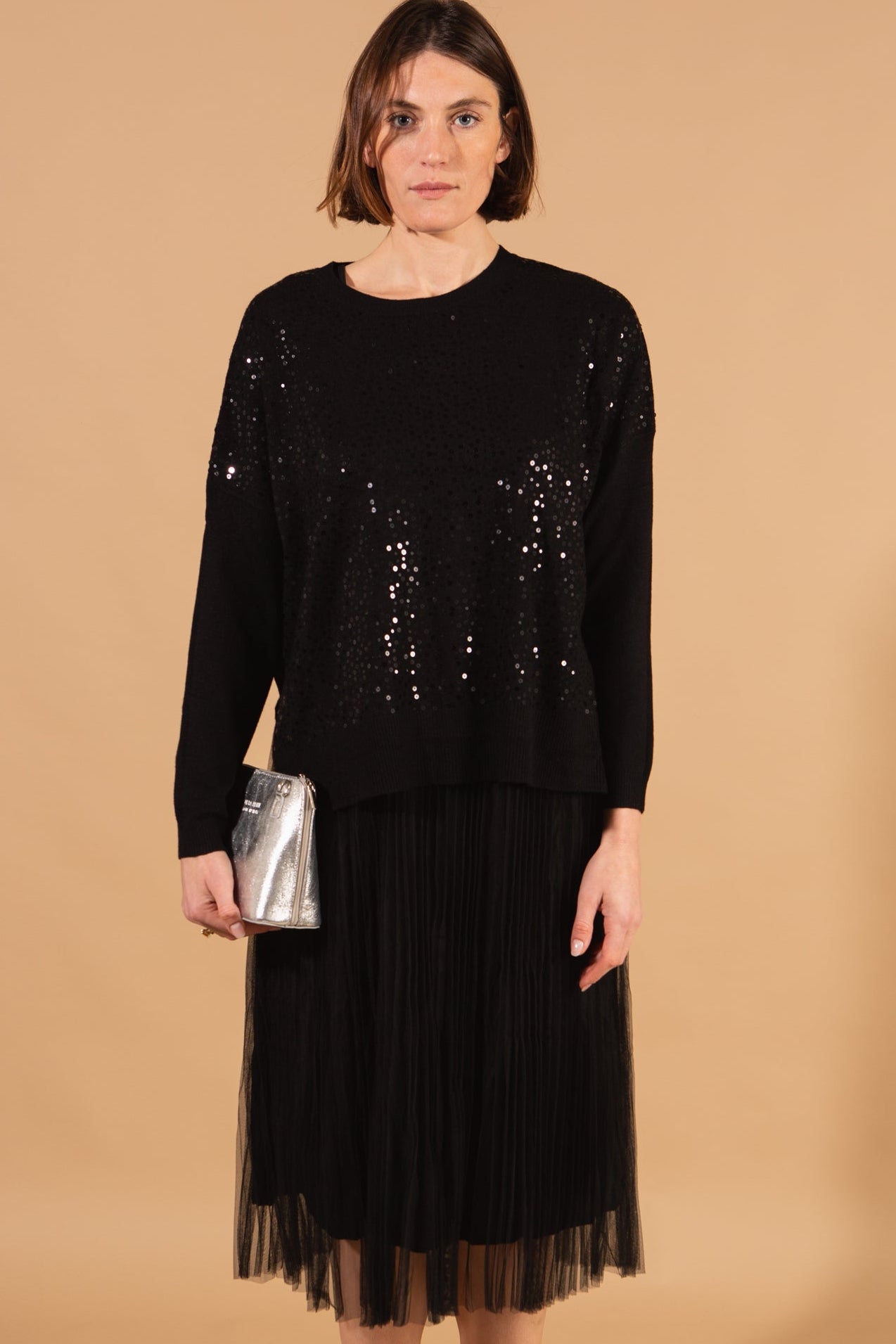 Layered Sequin Jumper Dress