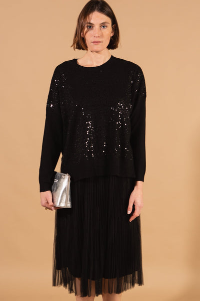 Layered Sequin Jumper Dress