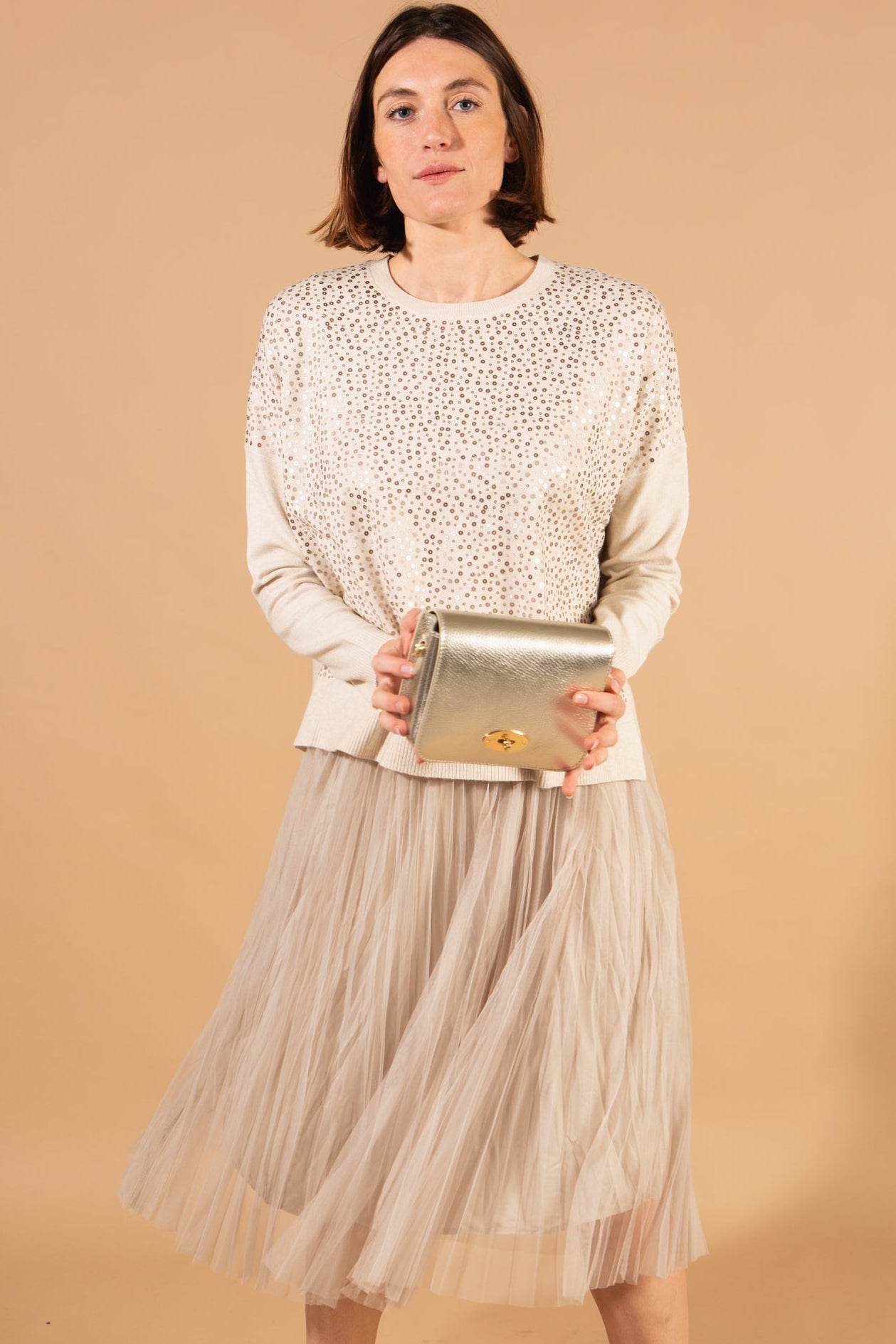 Layered Sequin Jumper Dress