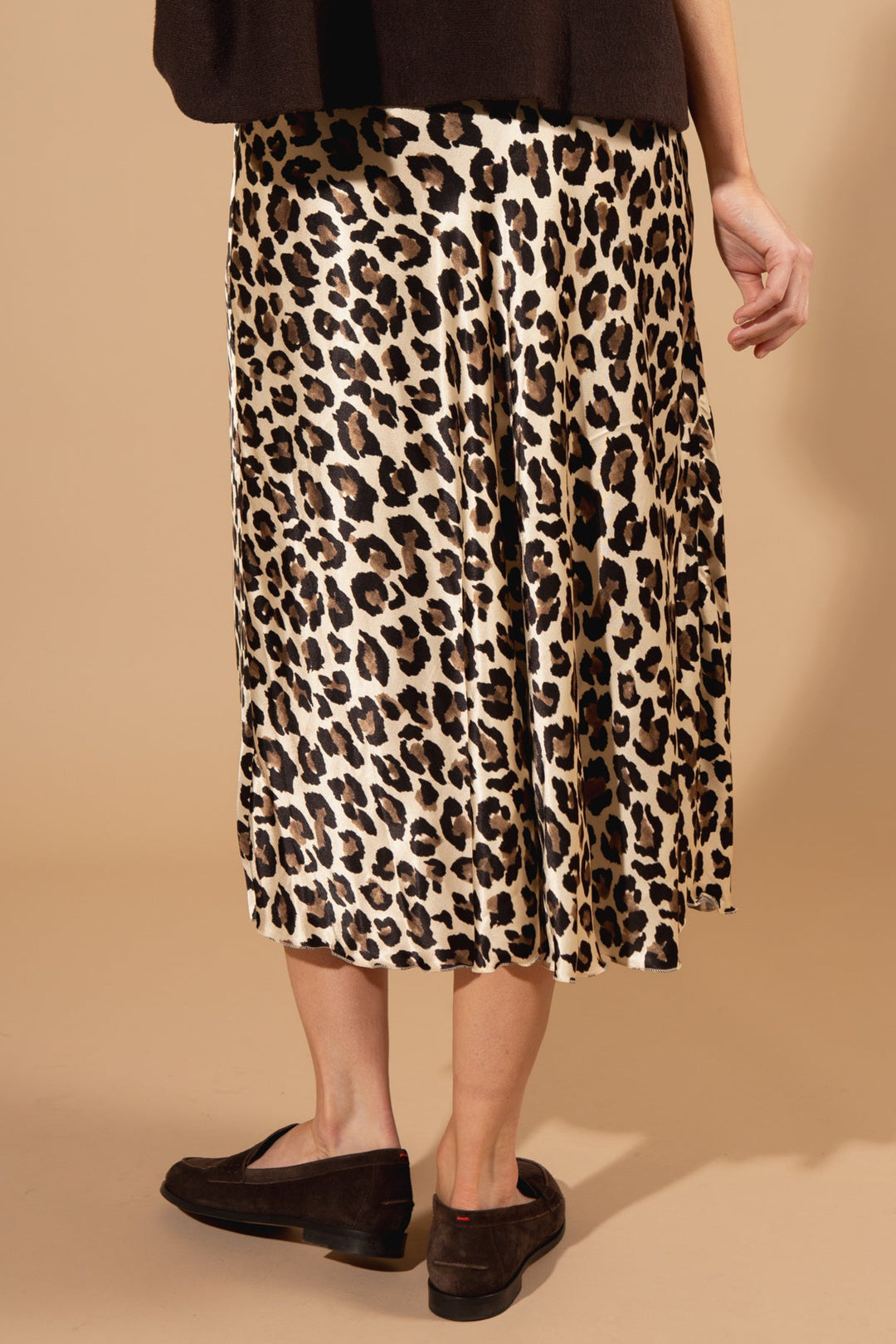 Leopard Print Satin Skirt