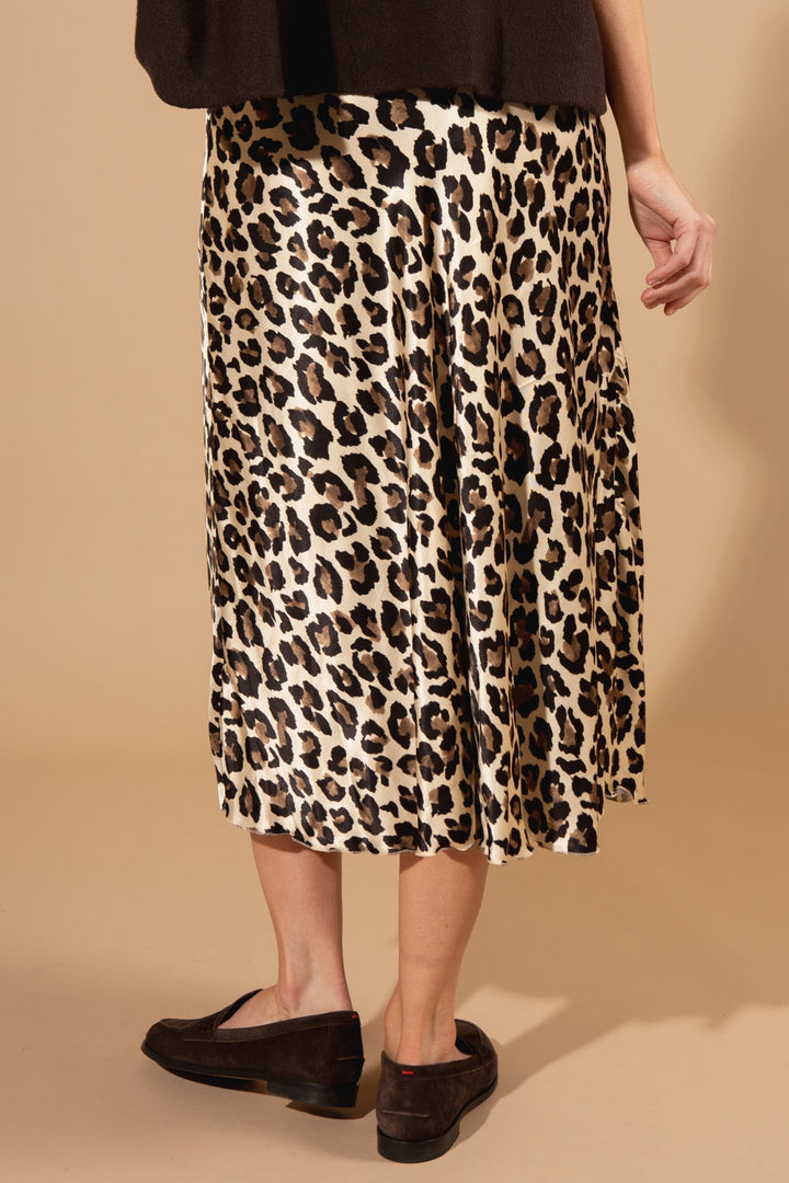 Leopard Print Satin Skirt