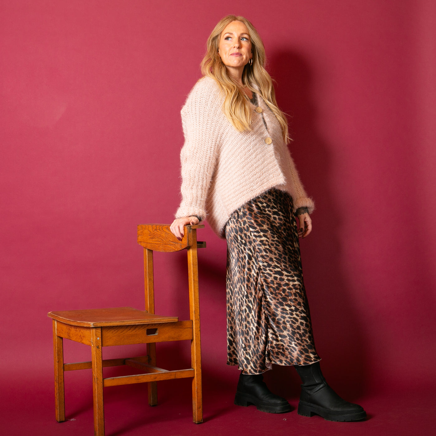 The Leopard Slip Skirt with an elasticated waistband for added comfort