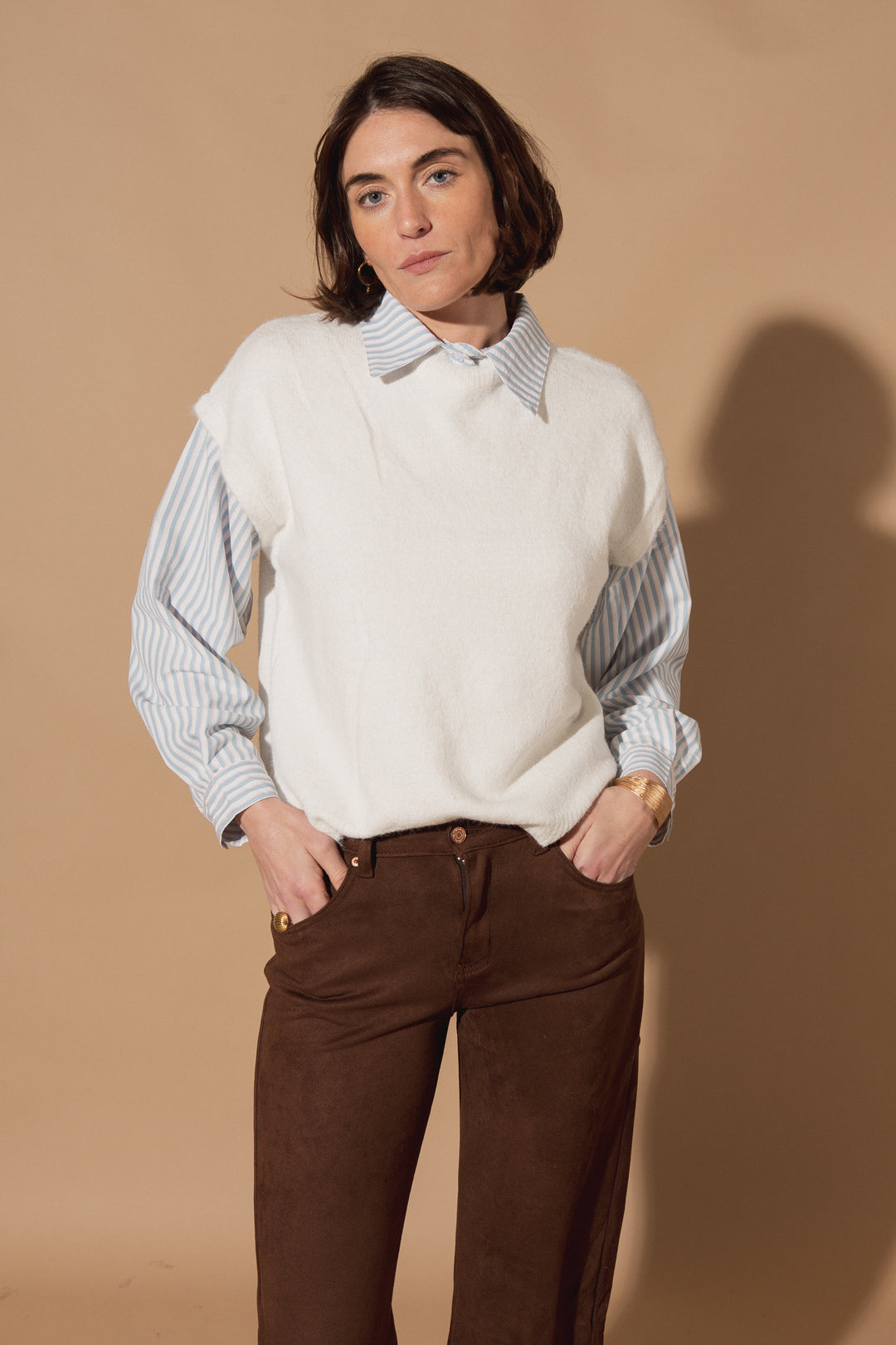 Mock Shirt Sweater Vest