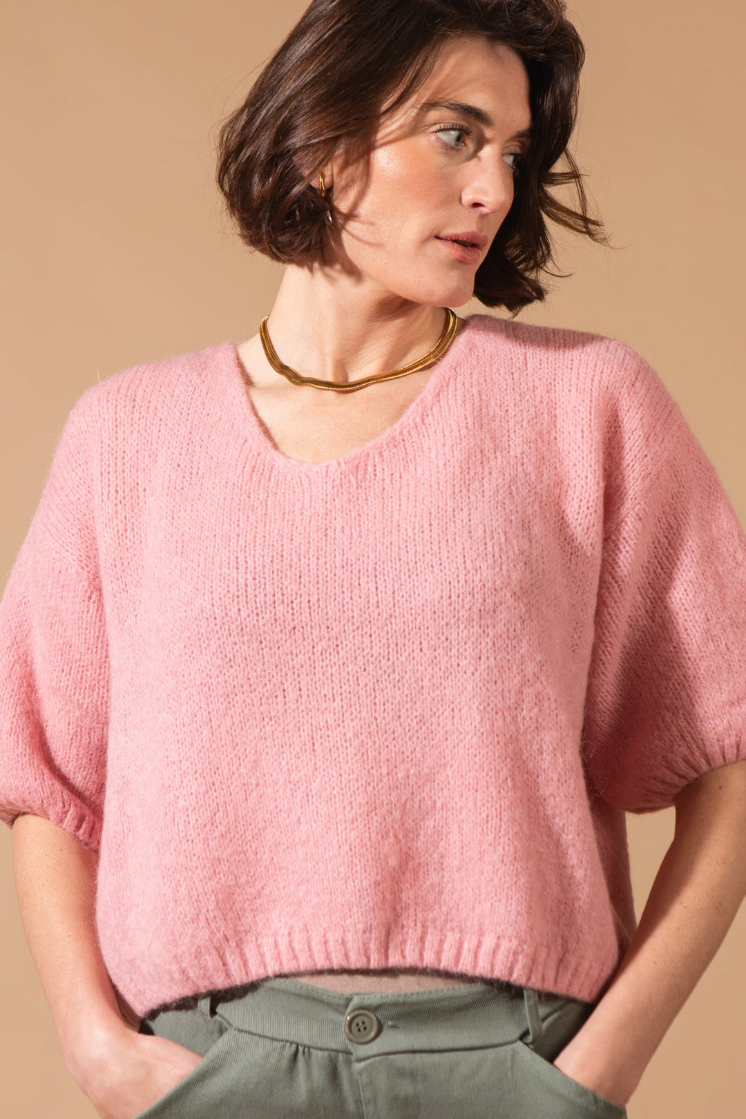Mohair Short Sleeve Knitted Jumper