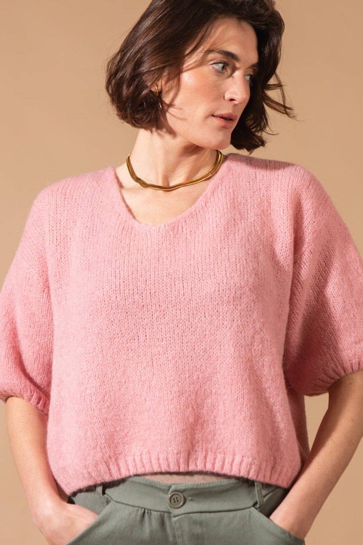 Mohair Short Sleeve Knitted Jumper