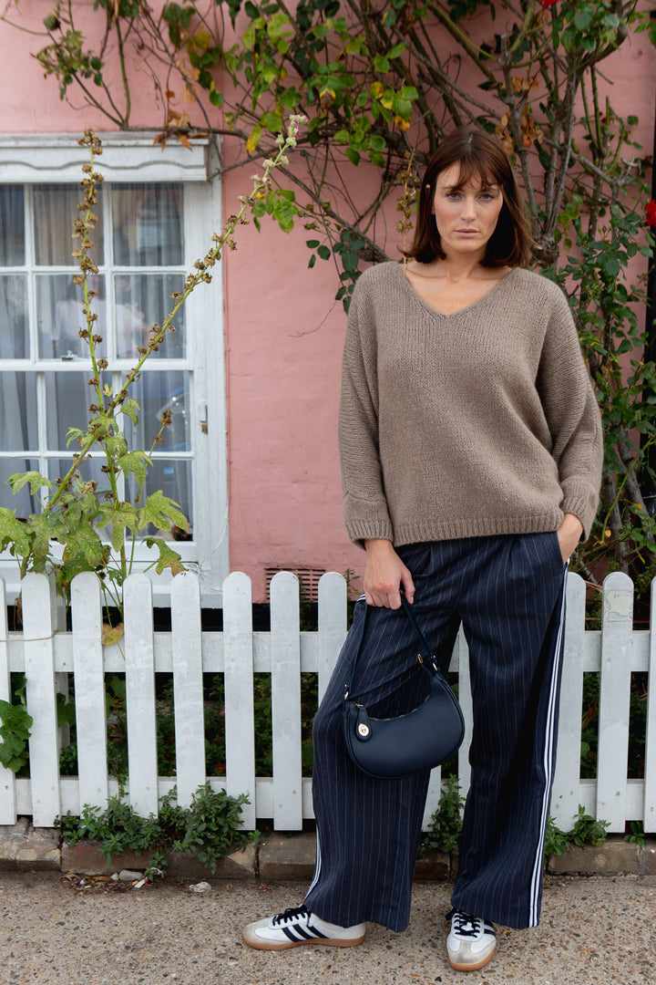 Wide Leg Pin Stripe Trouser