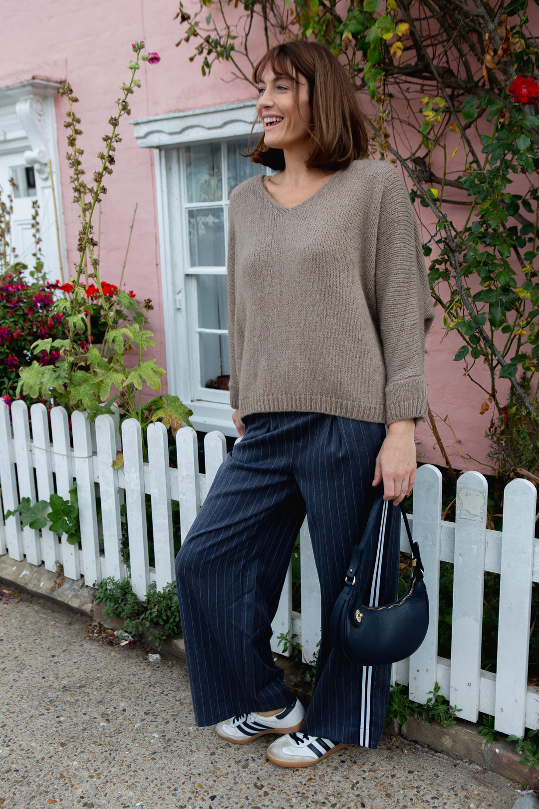 Wide Leg Pin Stripe Trouser
