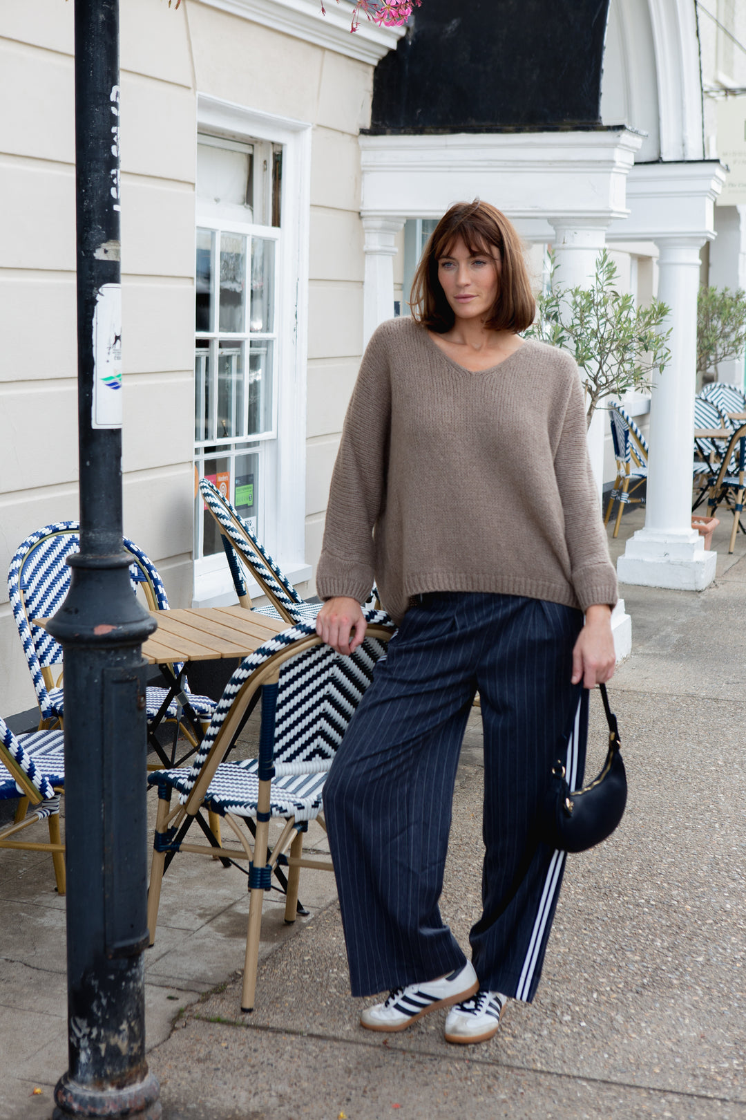 Wide Leg Pin Stripe Trouser