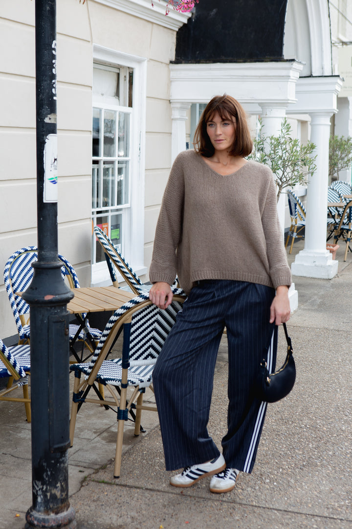 Wide Leg Pin Stripe Trouser