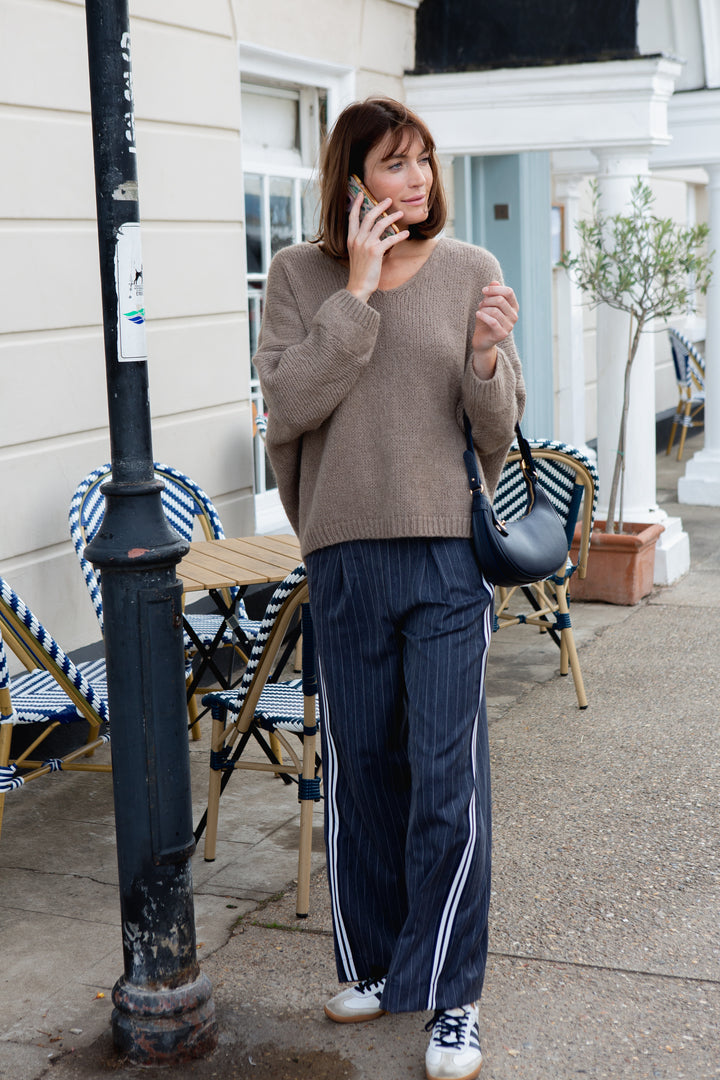 Wide Leg Pin Stripe Trouser