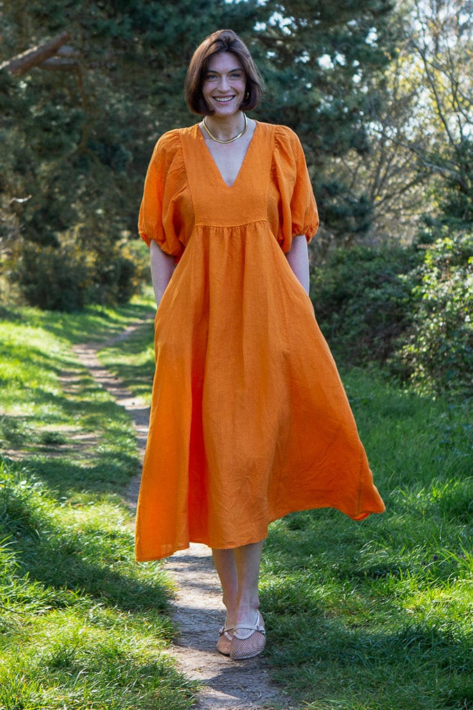 Livie Puff Sleeve Linen Dress