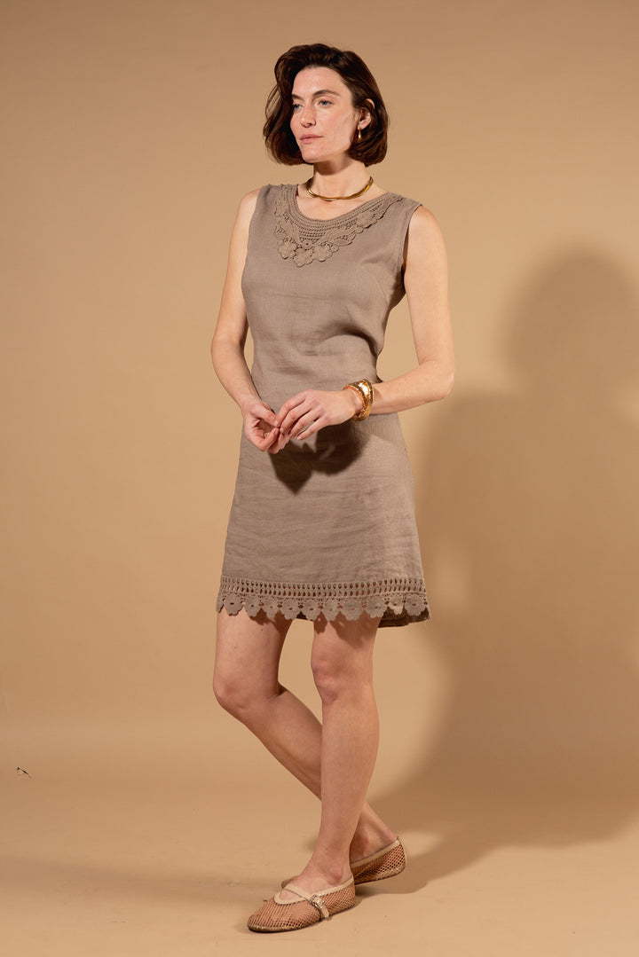 Embroidery Detail Tie Back Dress