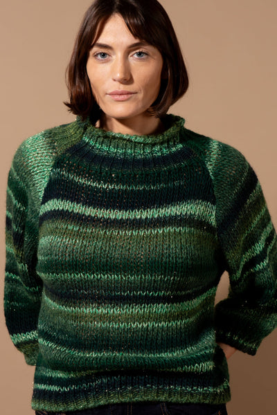 Shimmer High Neck Striped Jumper