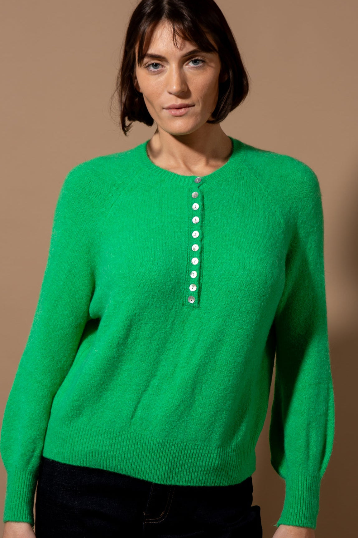 Button Front Alpaca Jumper