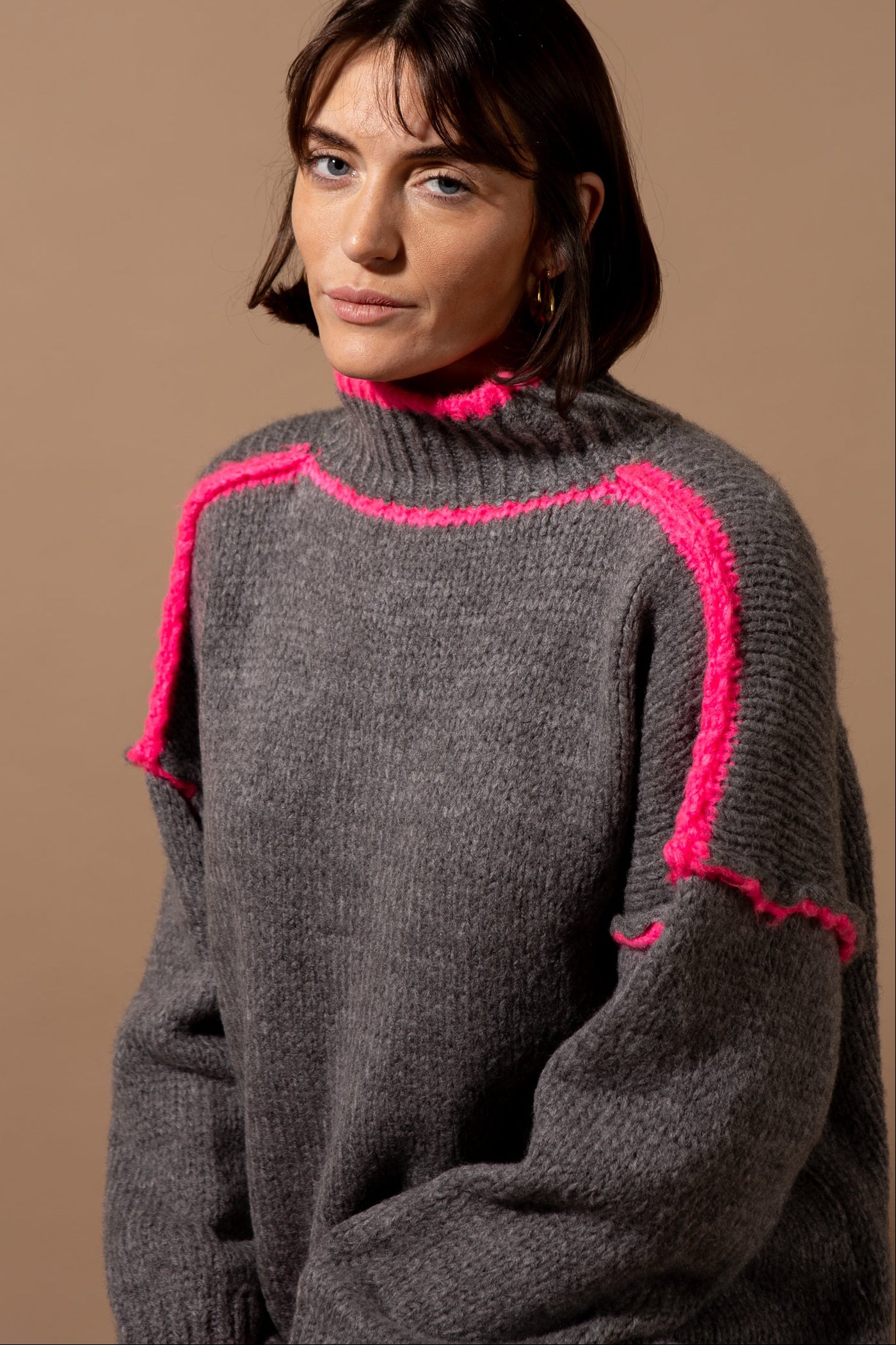 Contrast Stitch Oversized Jumper