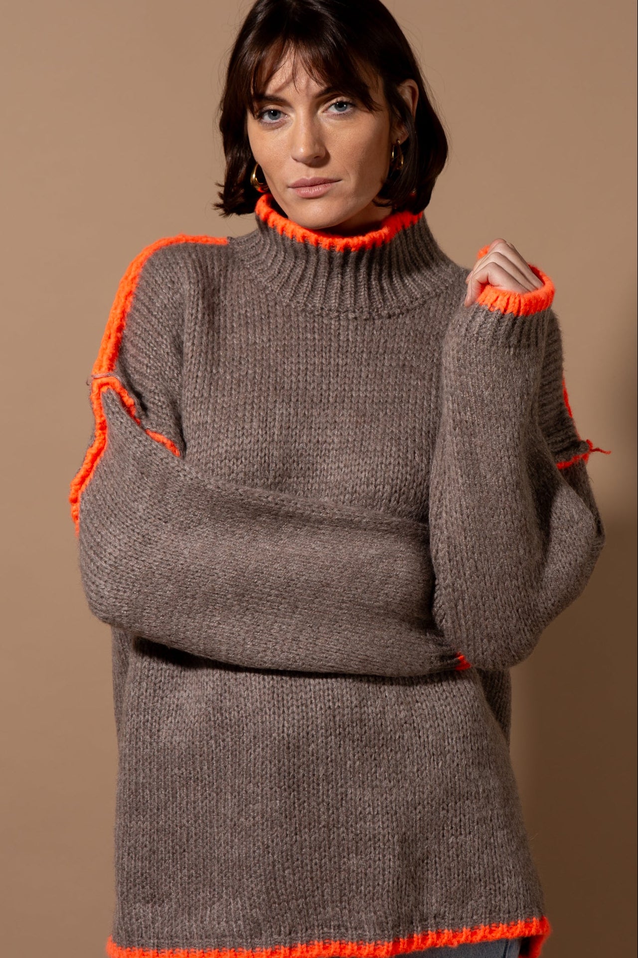 Contrast Stitch Oversized Jumper