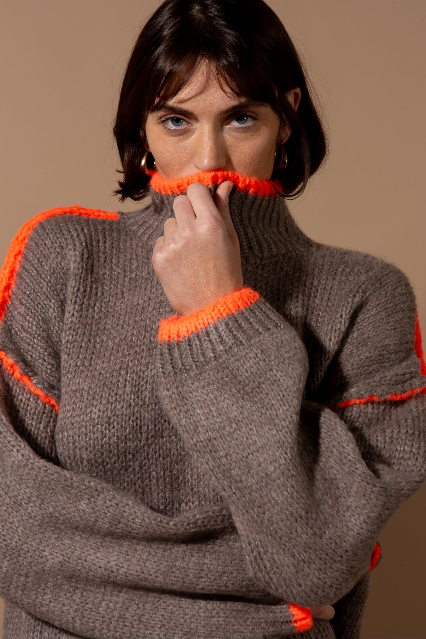 Contrast Stitch Oversized Jumper