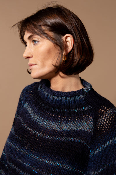 Shimmer High Neck Striped Jumper