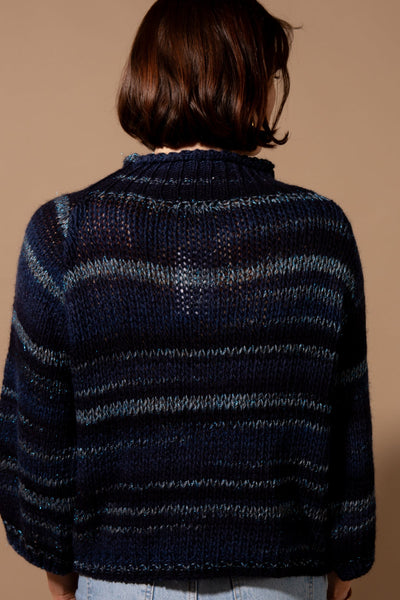 Shimmer High Neck Striped Jumper