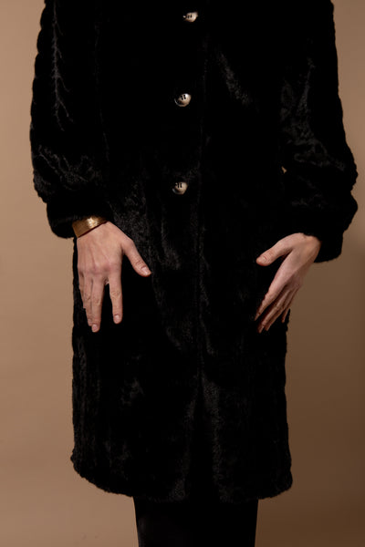 Cable Knit Faux Fur Long Coat