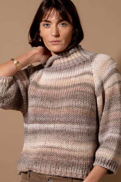 Shimmer High Neck Striped Jumper