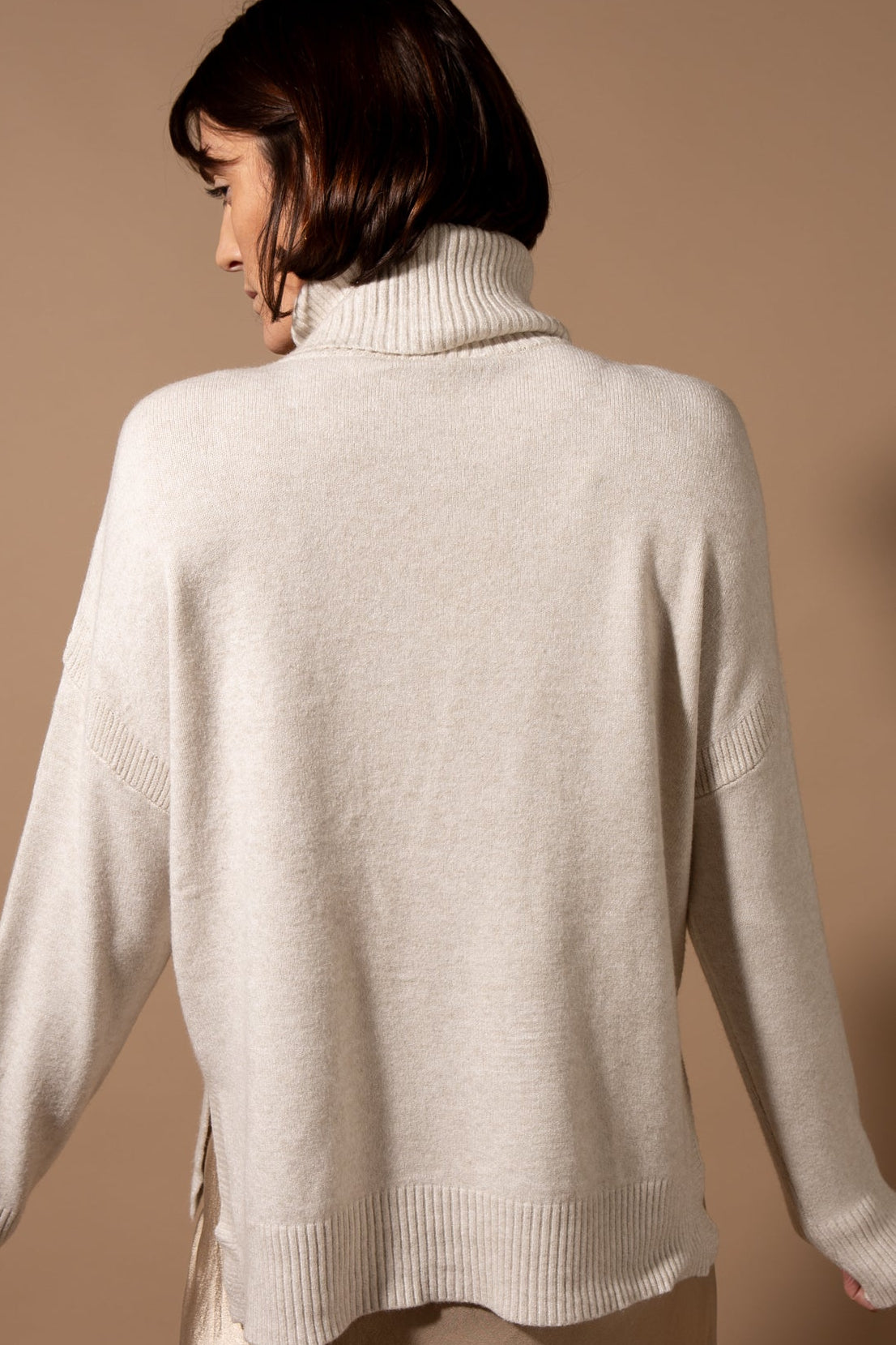 Roll Neck Sequin Front Jumper