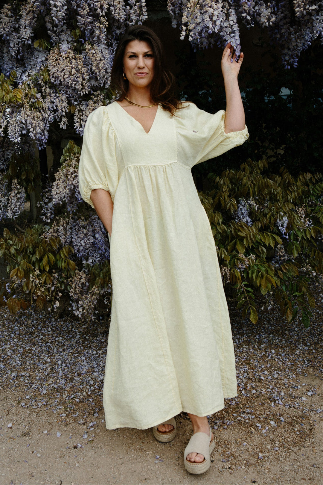 Livie Puff Sleeve Linen Dress